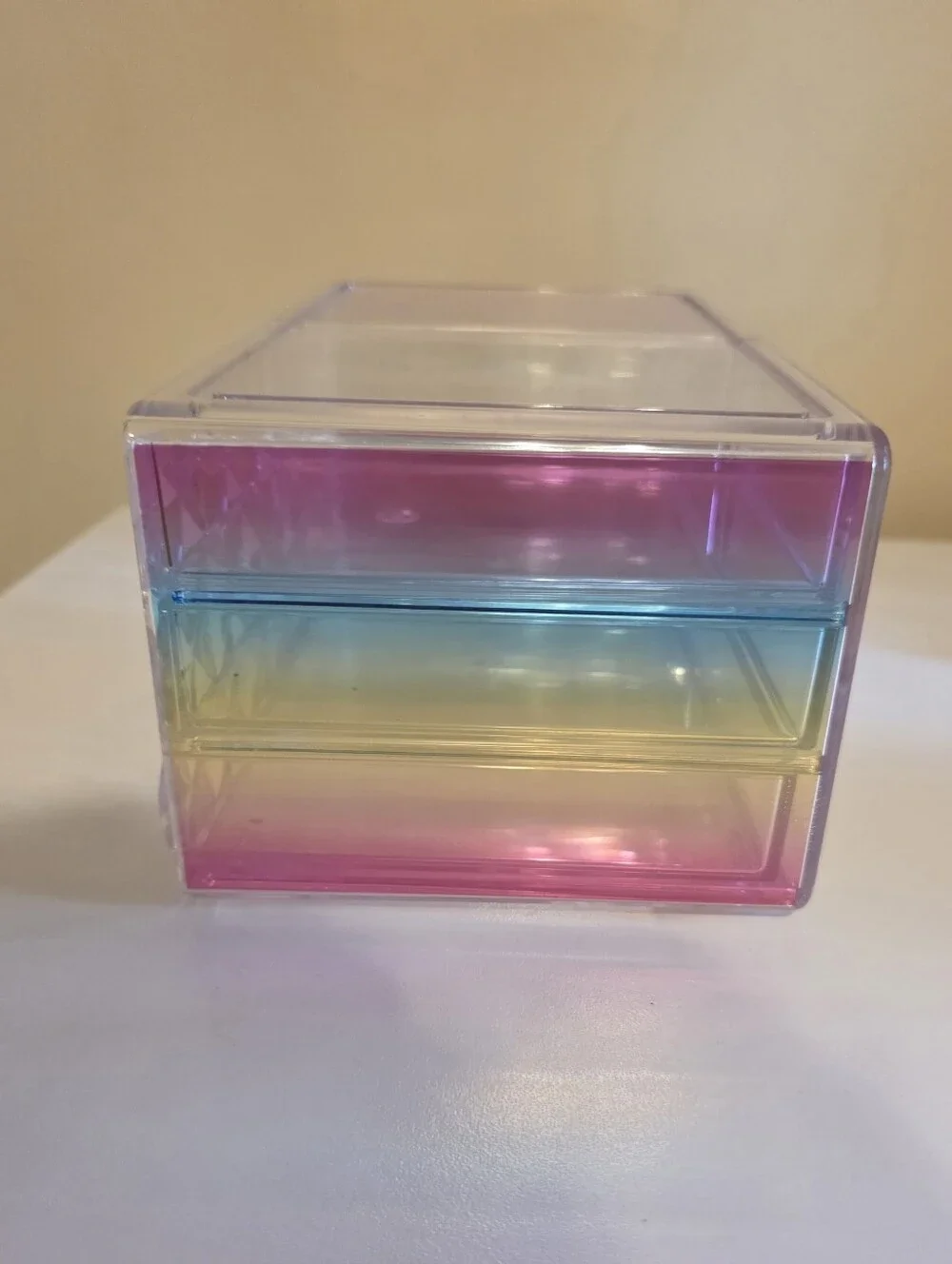 Haus Of Glam Iridescent Clear 4-Drawer Makeup Organizer